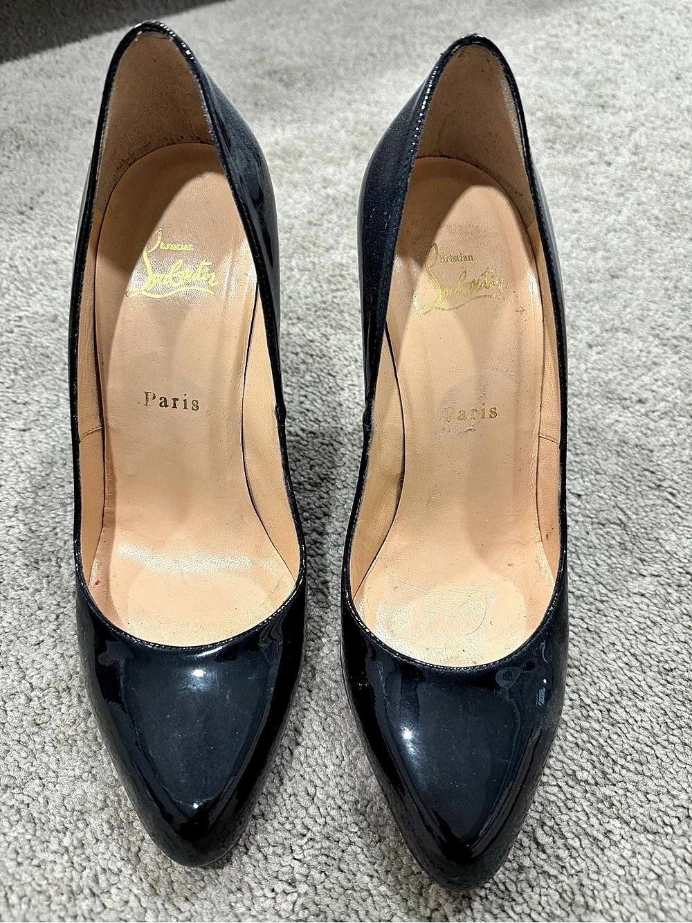 Christian Louboutin Simple Pump 100 Patent Calf Heels Black & Red EU 40